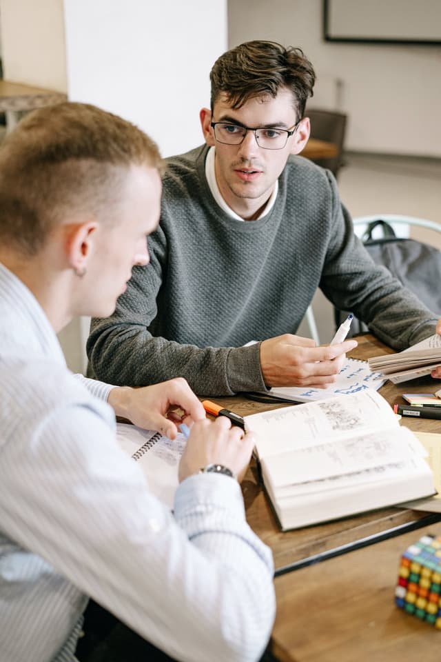 Student working with professor